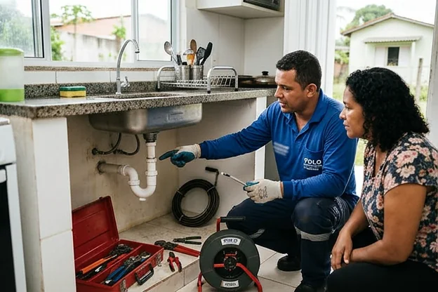 Encanador orientando sobre como evitar entupimentos em casa em Marituba.